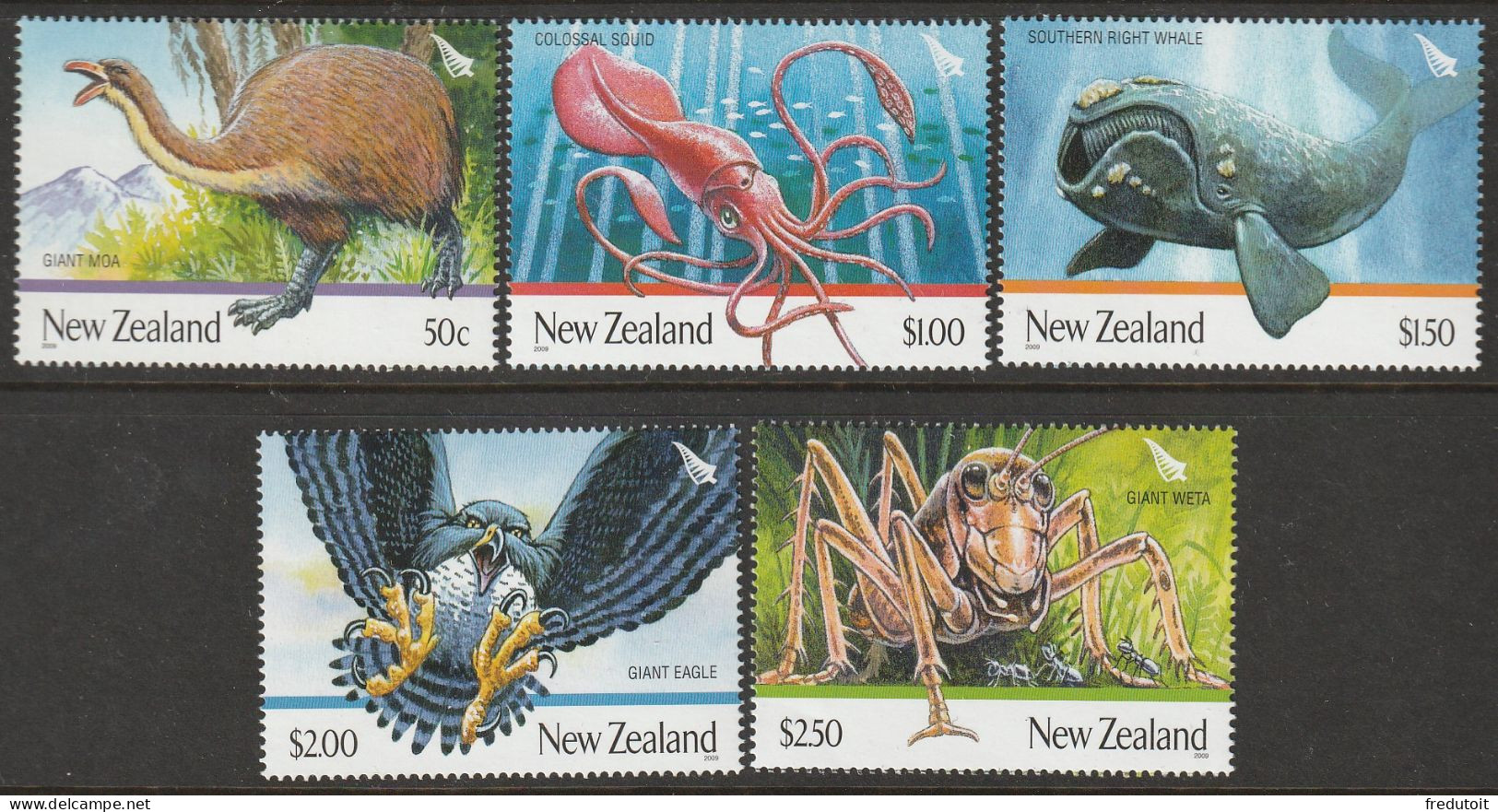 NOUVELLE ZELANDE - N°2477/81 ** (2009) Faune Géante - Unused Stamps