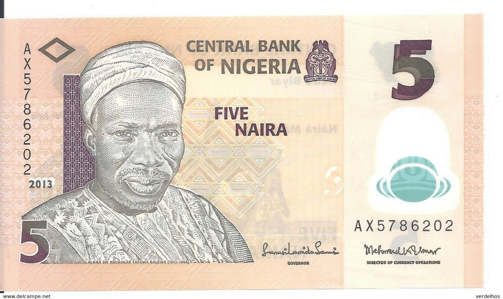 NIGERIA 5 NAIRA 2013 UNC P 38 D - Nigeria