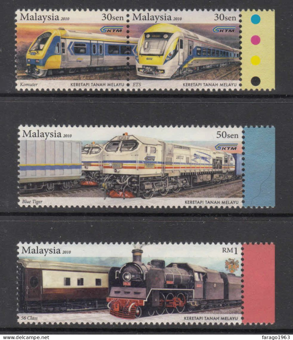 2010 Malaysia Trains Locomotives  Complete Set Of 4 MNH - Malaysia (1964-...)