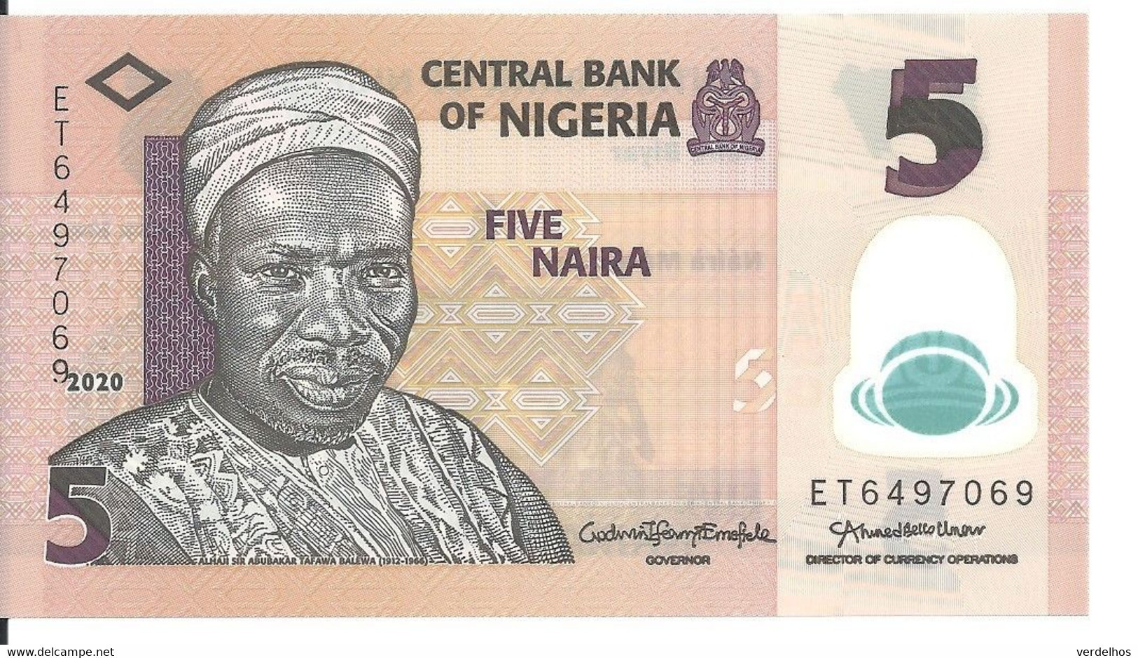 NIGERIA 5 NAIRA 2020 UNC P 38 K - Nigeria