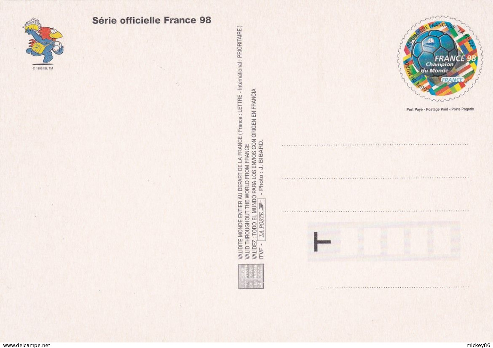 FRANCE 98--entier Série Officielle France 98--Equipe De France --Championne Du Monde--NEUF - 1998 – Francia