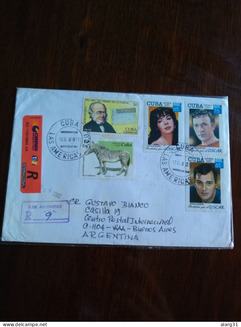 Cinema Reg Letter Cuba/argentina 2002.yv3980/2.rock Hudson.natalie Wood.richard Burton.3499.zebra.3026 Rowland Hill.e8 R - Covers & Documents