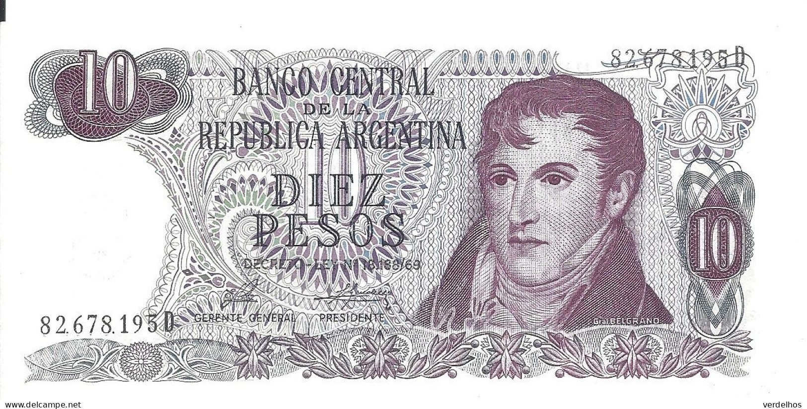 ARGENTINE 10 PESOS ND1973-76 UNC P 295 - Argentine