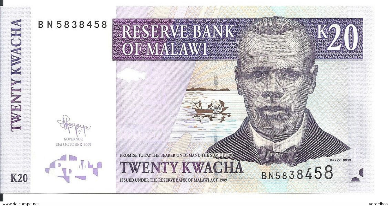 MALAWI 20 KWACHA 2009 UNC P 52 D - Malawi
