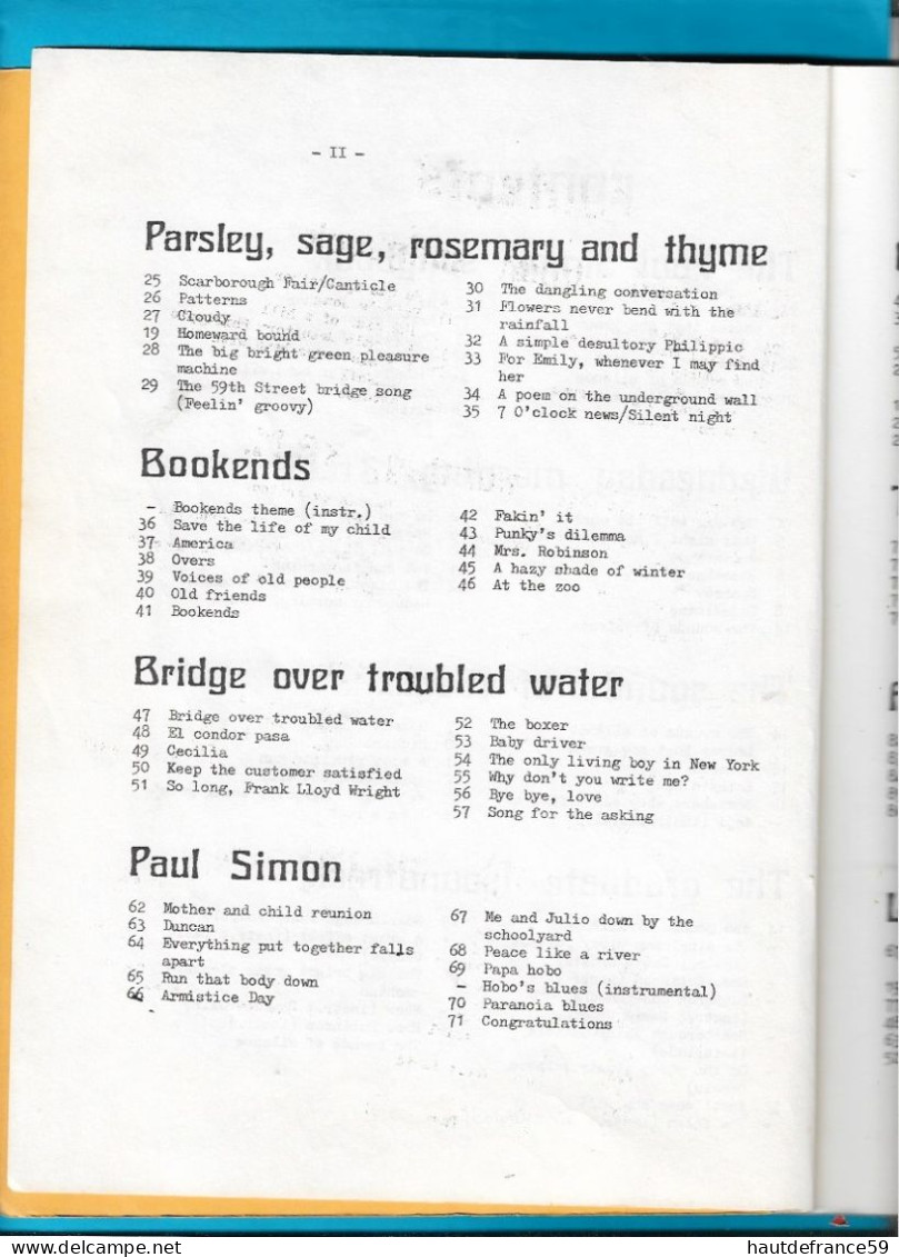 RECUEIL De 134 Chansons PAROLES De SIMON & GARFUNKEL Printed In Holland ,  Sonbook 1978 - Sonstige & Ohne Zuordnung