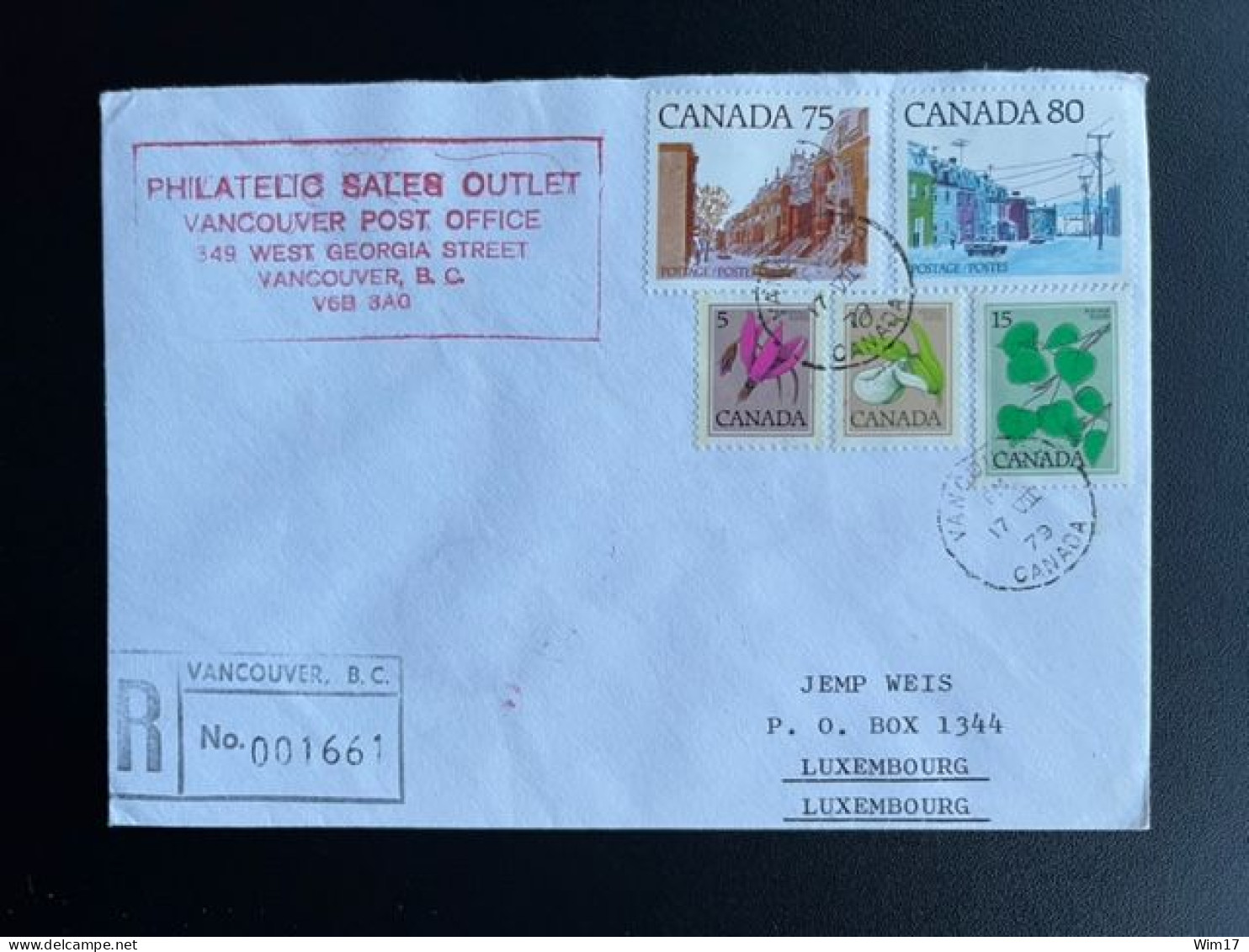 CANADA 1979 REGISTERED LETTER VANCOUVER TO LUXEMBURG 17-07-1979 - Lettres & Documents