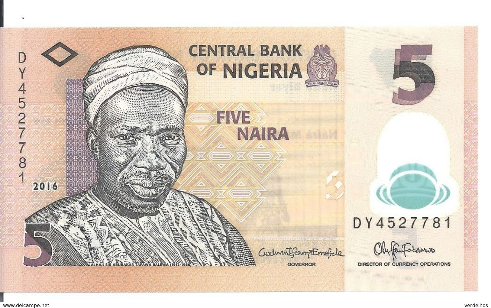 NIGERIA 5 NAIRA 2016 UNC P 38 G - Nigeria