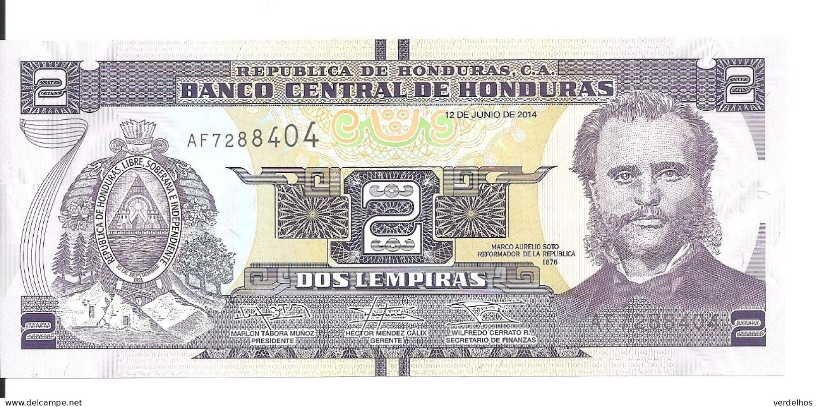 HONDURAS 2 LEMPIRAS 2014 UNC P 97 B - Honduras