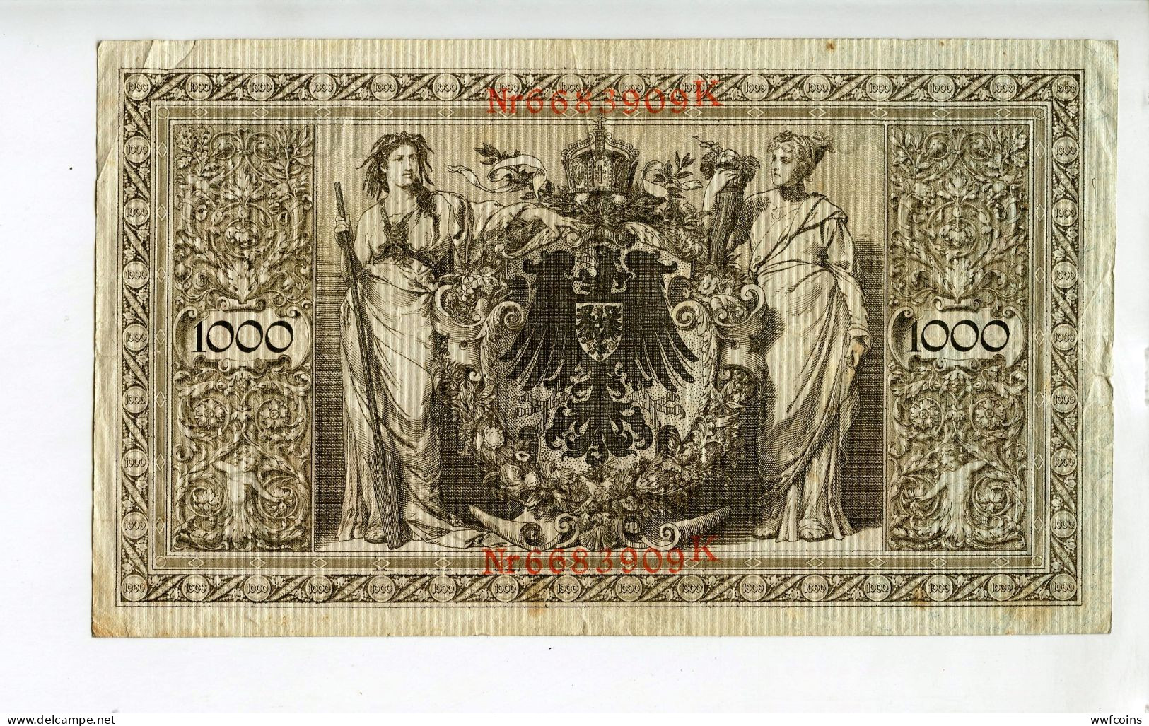 BANCONOTA GERMANIA 1000 MARCHI 1910 BERLINO CORONA BADIL (1) - 1.000 Mark