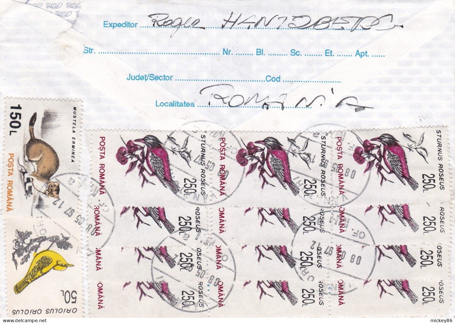 Roumanie--1997--entier NORWEX 97 De VANATORI Pour NANTES-44 (France)-timbres Oiseaux,hermine  Au Verso - Storia Postale