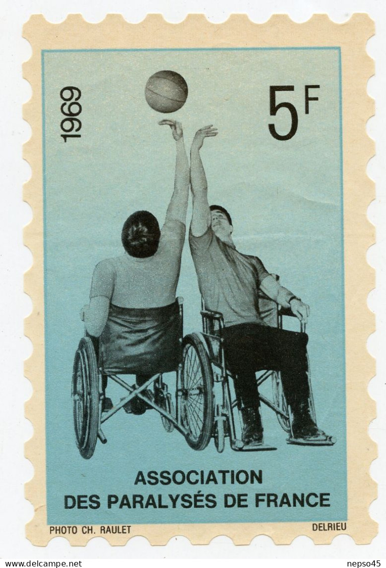 Erinnophilie.Vignette Non Postale En Forme De Timbre Poste.Association Des Paralysés De France.Année 1969. - Sports