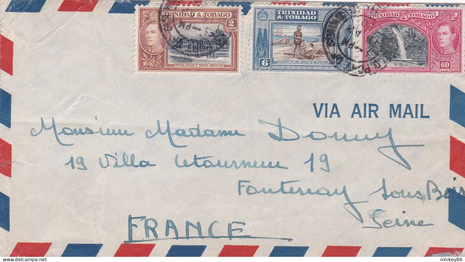 Trinité & Tobago --lettre Destinée à Fontenay Sous Bois (France)--composition De Timbres - Trinidad En Tobago (1962-...)