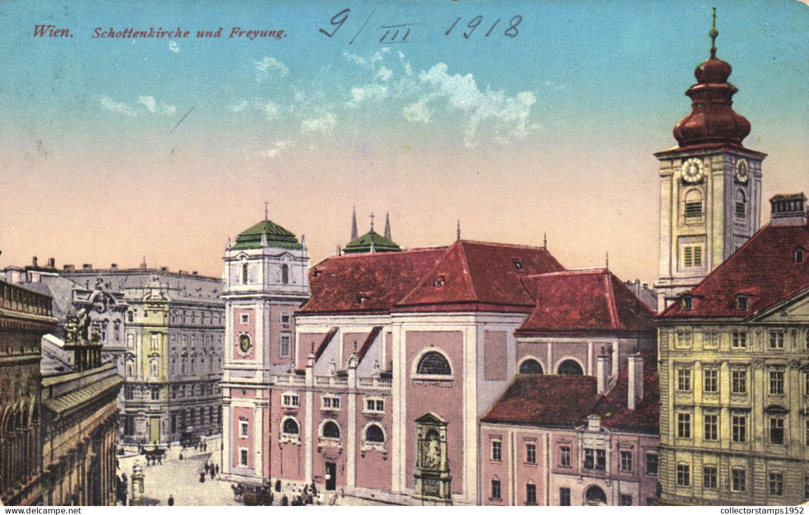 VIENNA, ARCHITECTURE, CHURCH, CARRIAGE, HORSE, TOWER WITH CLOCK, AUSTRIA, POSTCARD - Kirchen