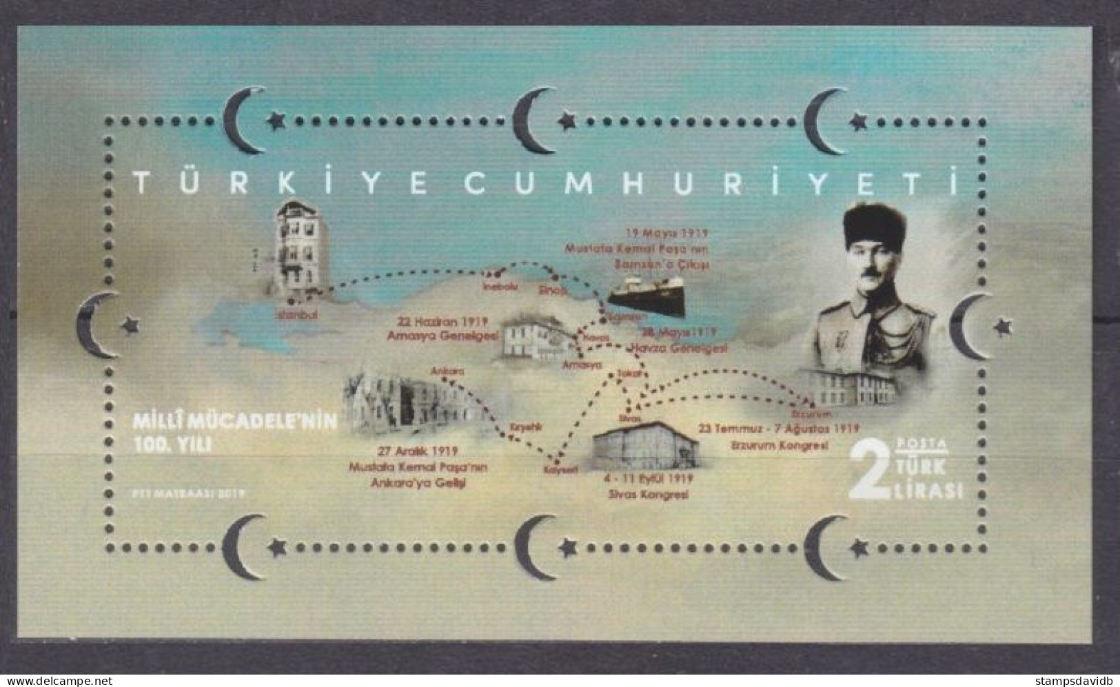 2019 Turkey 4496/B187 Start Of The Turkish War Of Independence, Kemal Ataturk - Unused Stamps