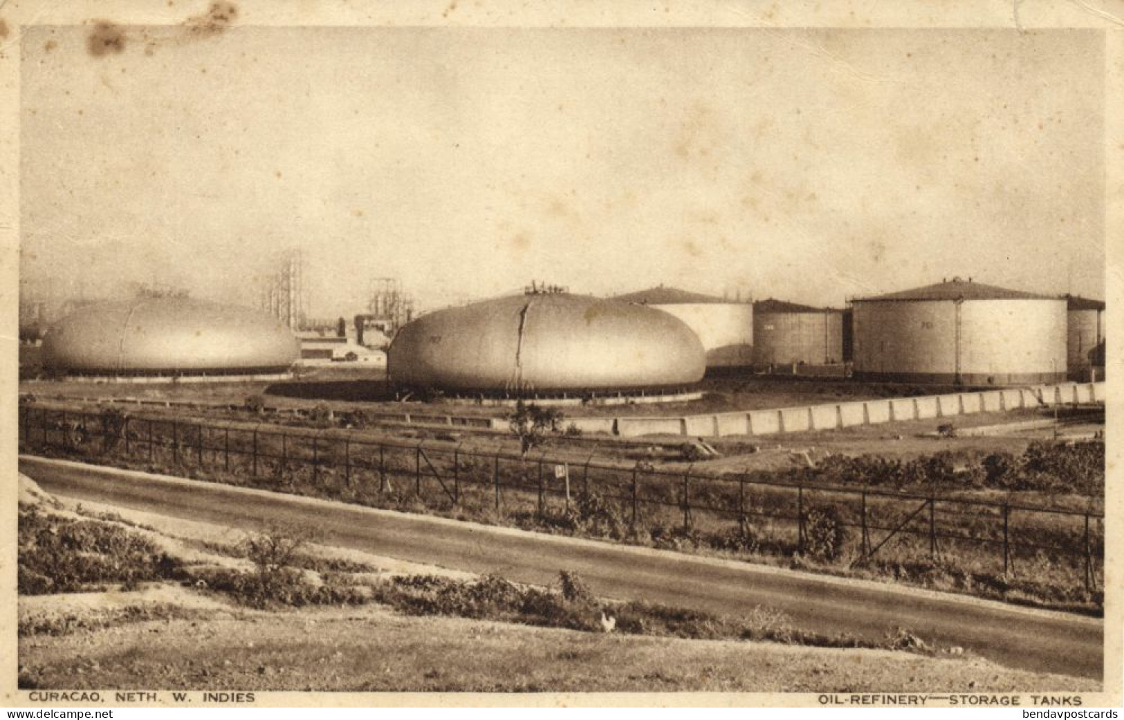 Curacao, N.W.I., Oil Refinery, Storage Tanks (1940s) Postcard - Curaçao