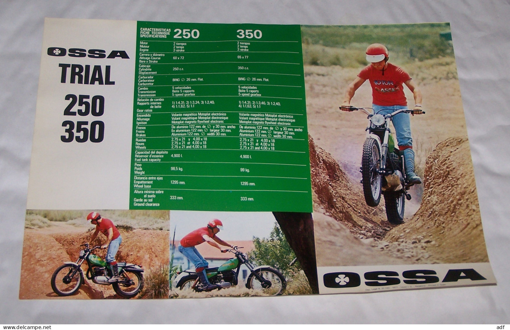 PUB PUBLICITE MOTO OSSA TRIAL 250 ET 350 CC, 1977 - Motorräder