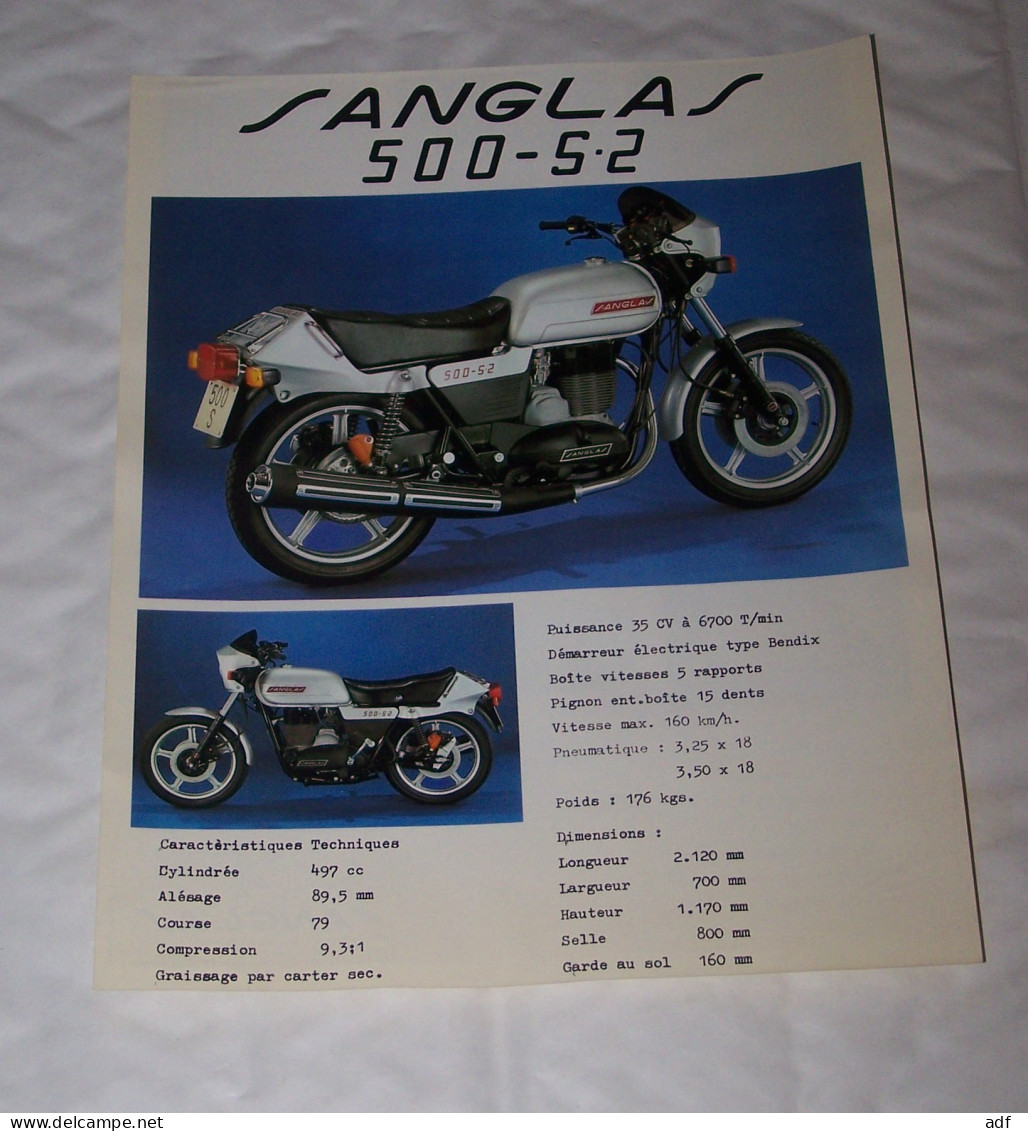 PUB PUBLICITE MOTO SANGLAS 500 S.2, 1978 - Motor Bikes