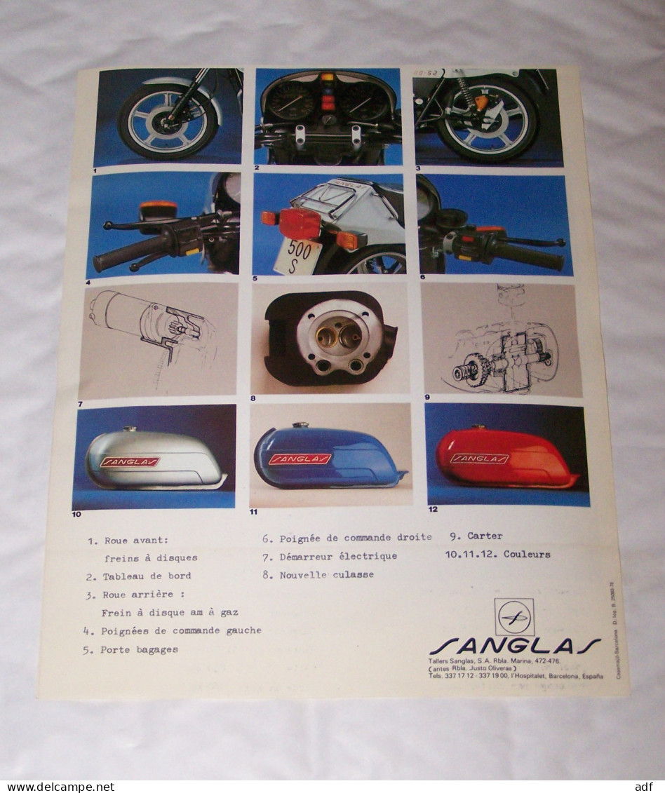 PUB PUBLICITE MOTO SANGLAS 500 S.2, 1978 - Motorräder
