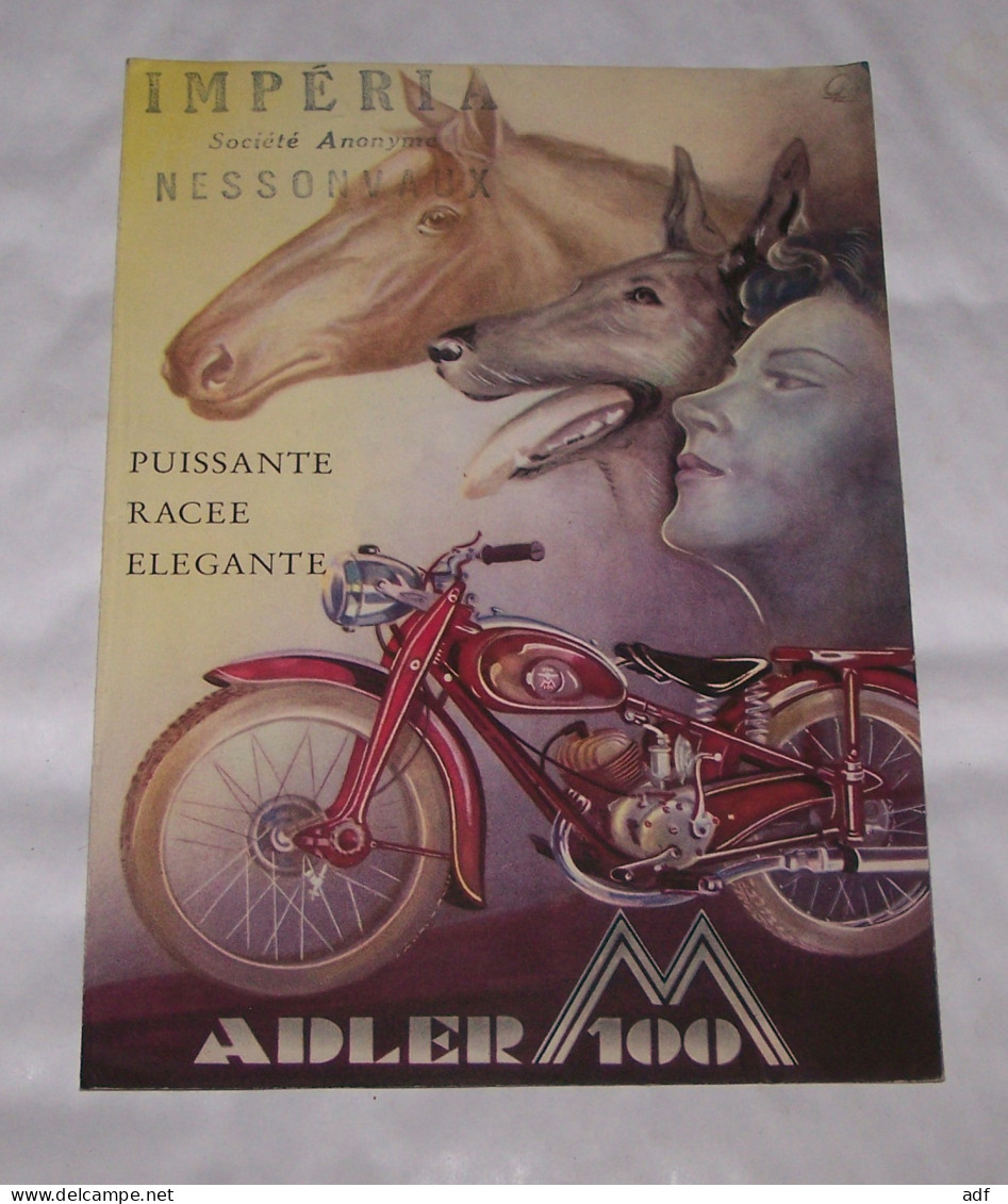 DEPLIANT PUB PUBLICITAIRE MOTO MOTOCYCLETTE ADLER M 100, IMPERIA - Motorräder