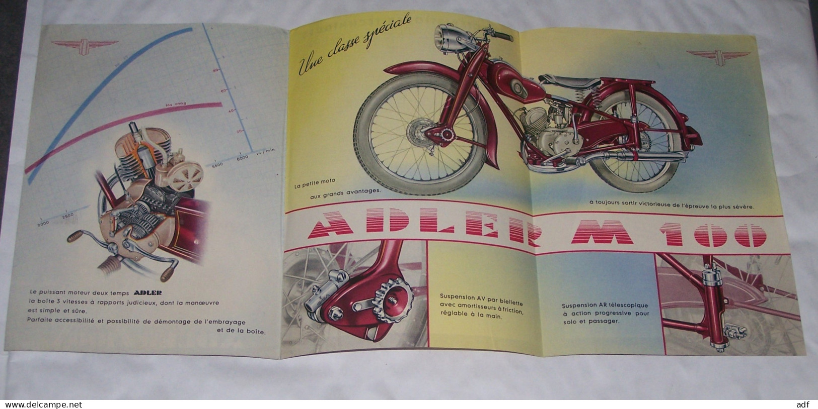 DEPLIANT PUB PUBLICITAIRE MOTO MOTOCYCLETTE ADLER M 100, IMPERIA - Motor Bikes