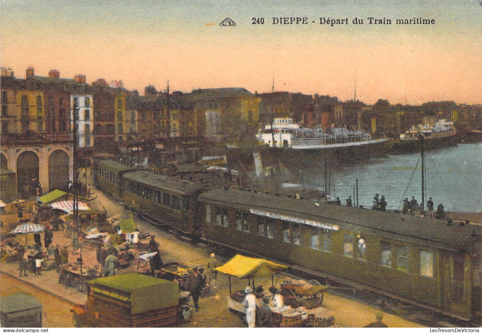 FRANCE - Dieppe - Depart Du Train Maritime - Colorisé - Carte Postale Ancienne - Dieppe