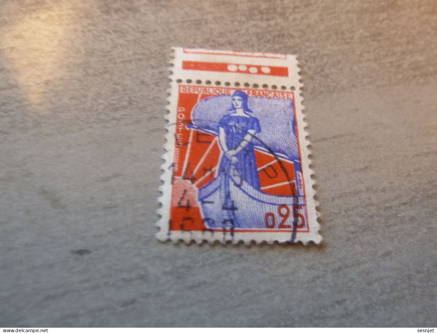 Marianne à La Nef - 25c. - Yt 1234 - Bleu Et Rouge - Bande Oblitéré  - Année 1960 - - 1959-1960 Marianne à La Nef