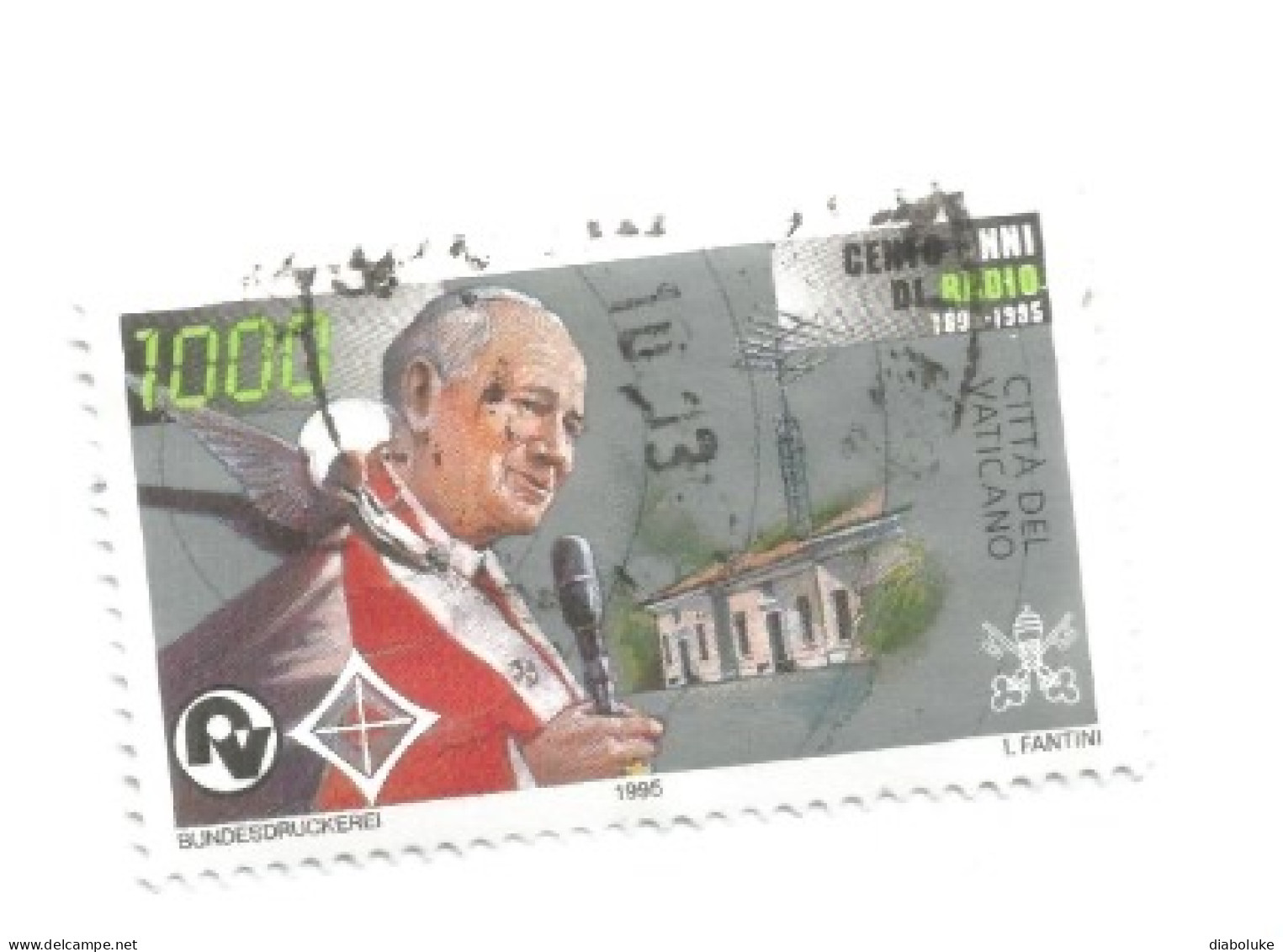 (VATICAN CITY) 1995, CENTO ANNI DI RADIO - Used Stamp - Oblitérés