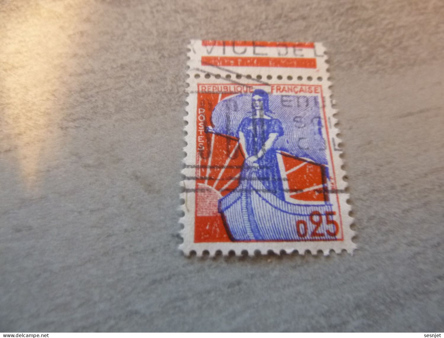 Marianne à La Nef - 25c. - Yt 1234 - Bleu Et Rouge - Oblitéré  - Année 1960 - - 1959-1960 Marianne à La Nef