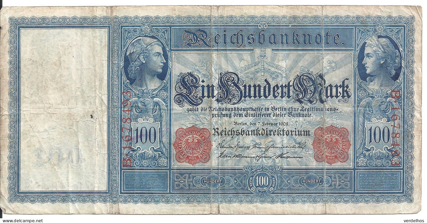 ALLEMAGNE 100 MARK 1908 VF P 35 - 100 Mark