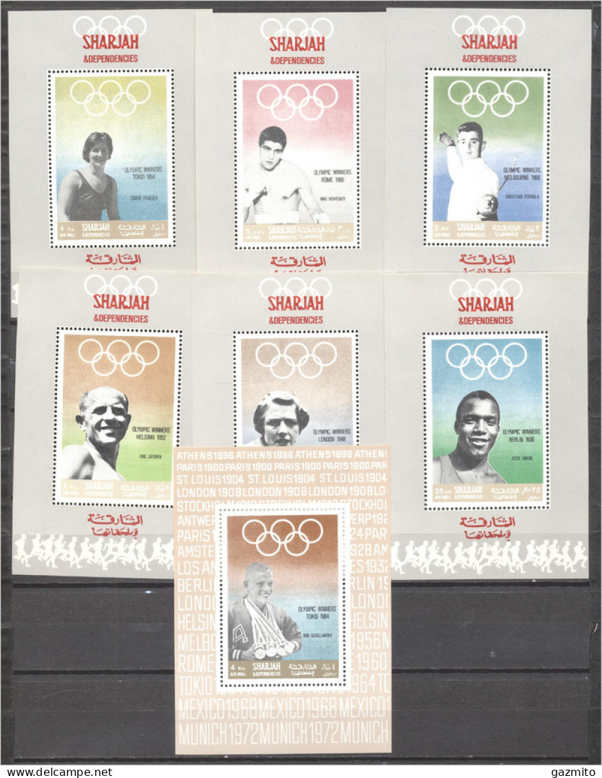 Sharjah 1968, Olympic Winners, Fancy, Boxing, Swimming, 7Block - Schermen