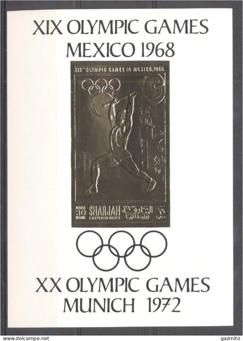 Sharjah 1968, Olympic Games Mexico, Weight Lift, BF GOLD IMPERFORATED - Gewichtheben