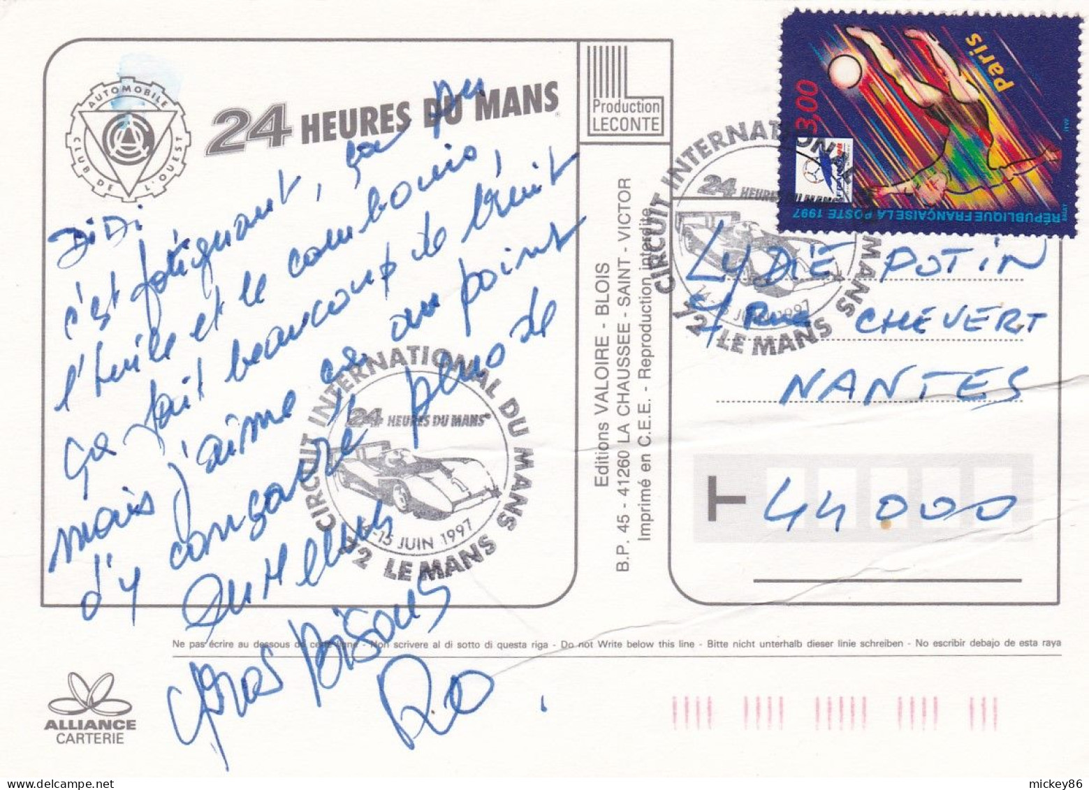 24 Heures Du MANS--1997 --Carte Du Circuit (pub Dunlop)..timbre Football..cachet Commémoratif 24 Heures - Le Mans