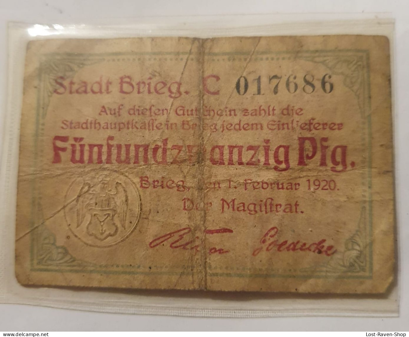 25 Pfennig Notgeld Brieg - Deutschland - Sin Clasificación