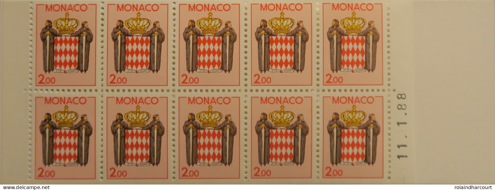 LP3969/317 - MONACO - 1988 - ARMOIRIES - CARNET N°2 TIMBRES NEUFS** - Carnets