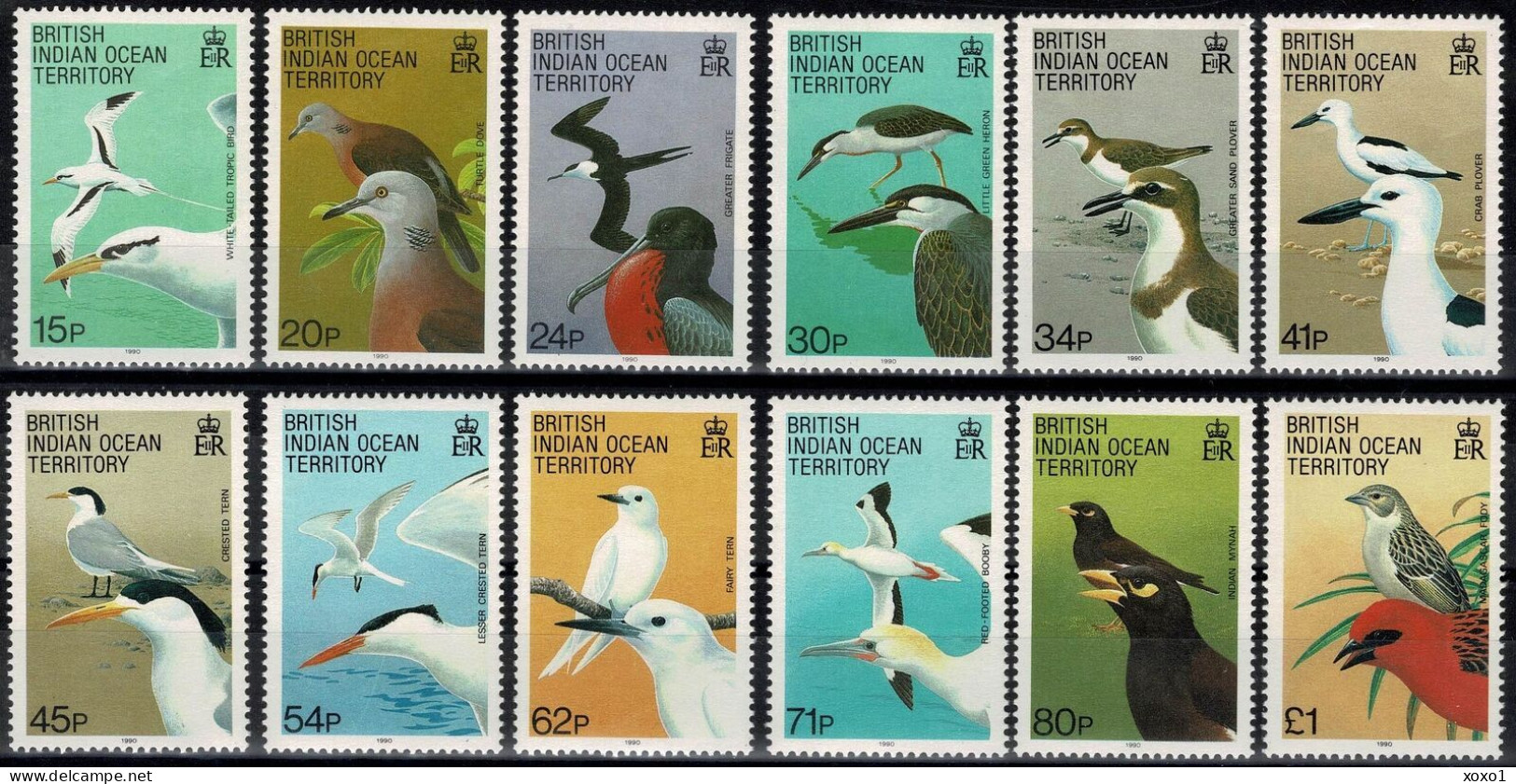 BIOT 1990 MiNr. 94 - 105  Birds  12 V   MNH ** 33.00 € - Britisches Territorium Im Indischen Ozean