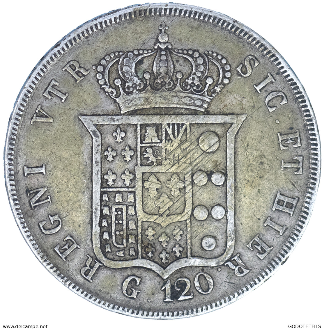Italie-Royaume Des Deux Siciles-120 Grana Ferdinand II 1842 Naples - Sicilia