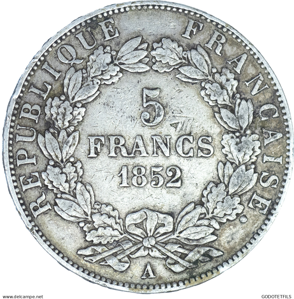 Deuxième-République-Louis-Napoléon-Bonaparte 5 Francs 1852 Paris - 5 Francs