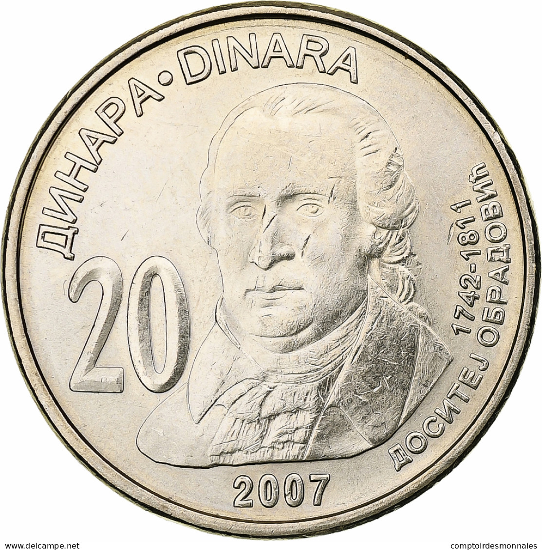 Serbie, 20 Dinara, 2007, Cuivre-Nickel-Zinc (Maillechort), SPL, KM:47 - Serbia