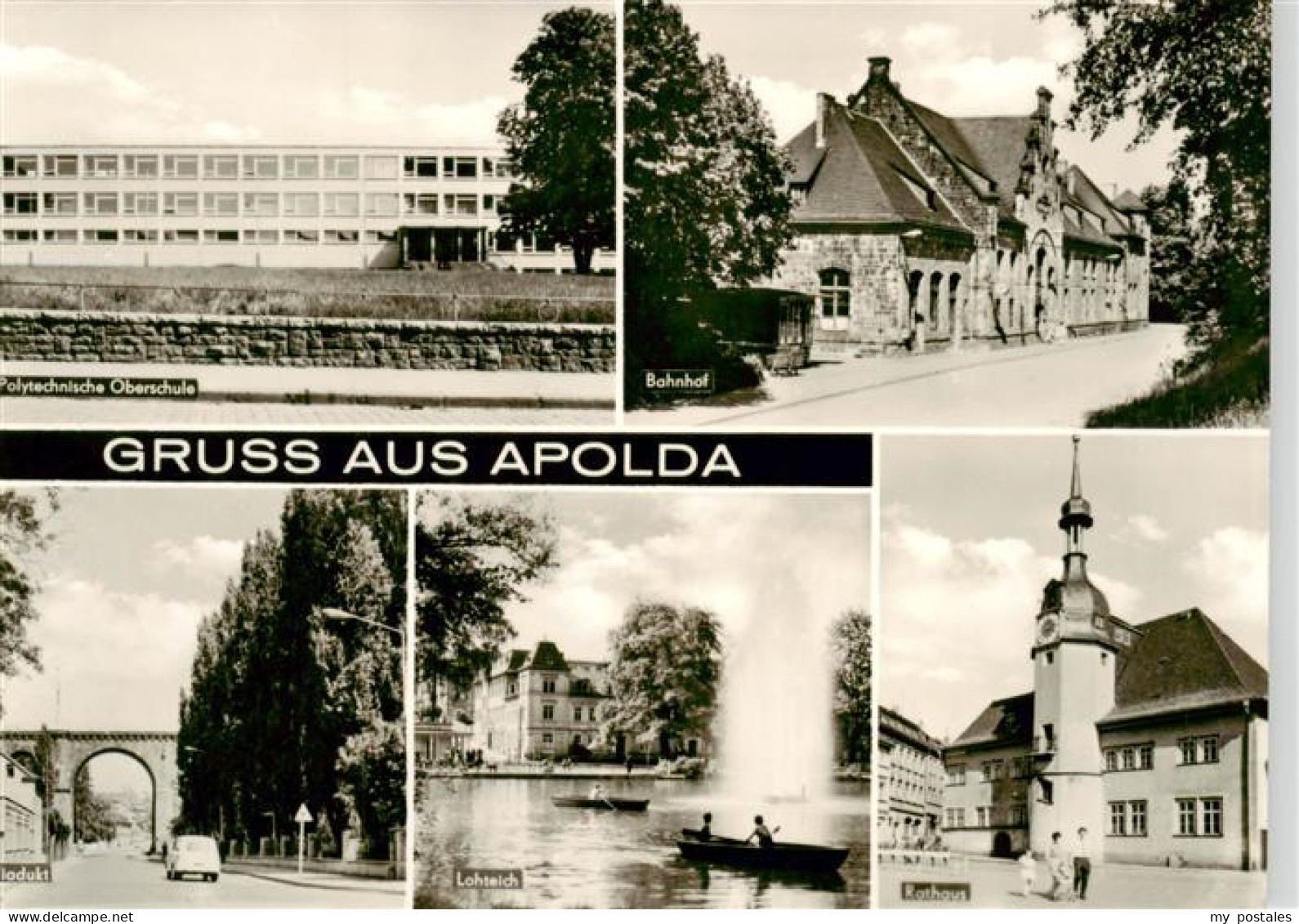 73908702 Apolda Polytechn Oberschule Bahnhof Viadukt Lohteich Rathaus - Apolda