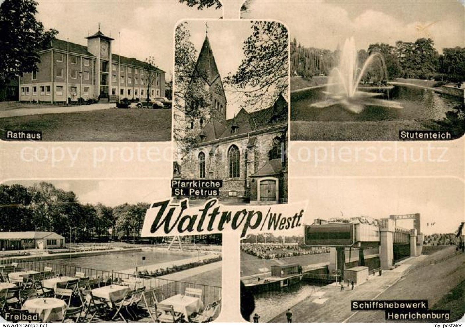 73710278 Waltrop Pfarrkirche Stutenteich Schiffshebewerk Henrichenburg Freibad R - Waltrop