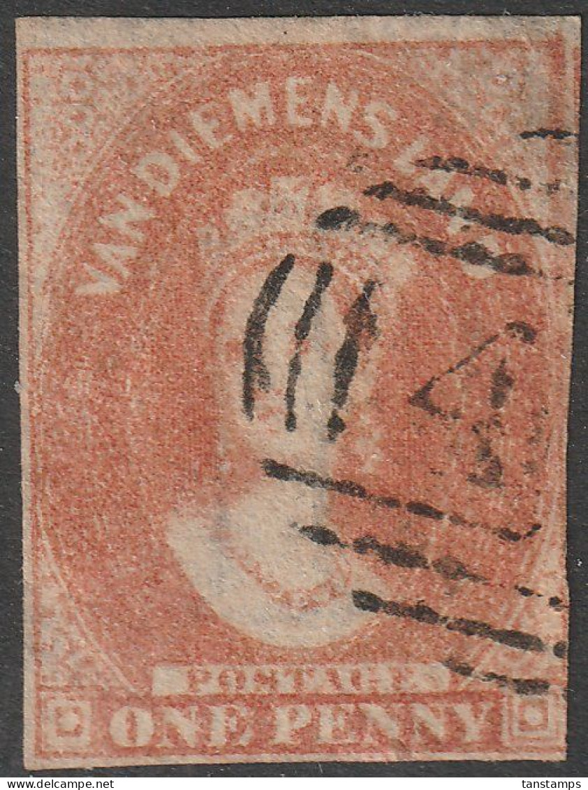 CLASSIC TASMANIA QV 1d IMPERF CHALON USED. - Used Stamps