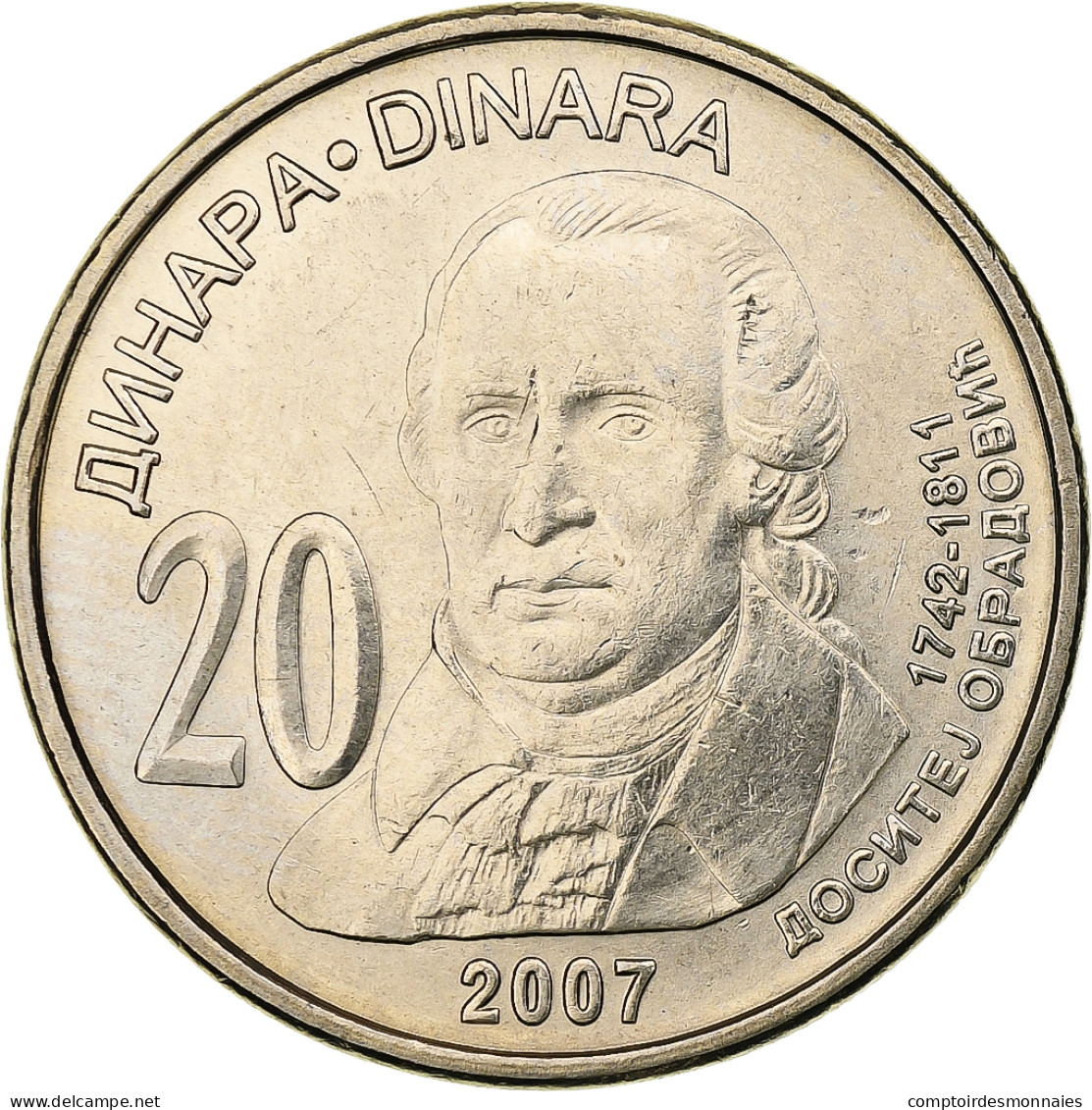 Serbie, 20 Dinara, 2007, Cuivre-Nickel-Zinc (Maillechort), SPL, KM:47 - Serbie