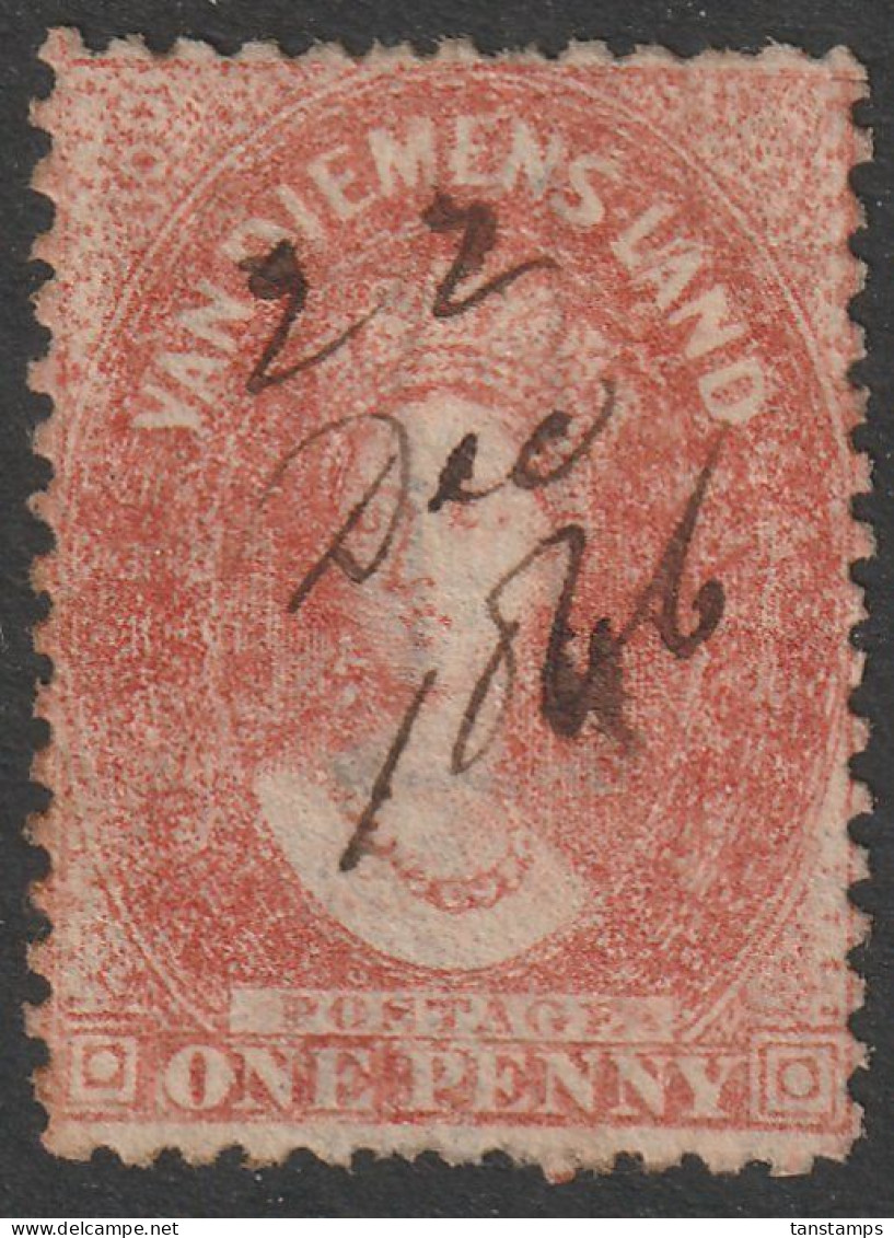 CLASSIC TASMANIA QV 1d PERF CHALON FISCALLY USED. - Used Stamps