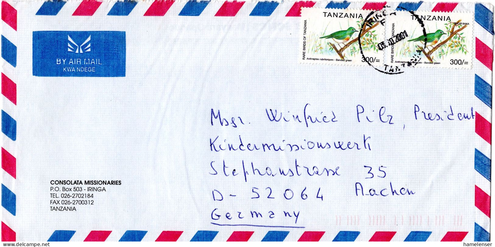L73683 - Tansania - 2001 - 2@300'- Nektarvogel A LpBf IRINGA -> Deutschland - Songbirds & Tree Dwellers