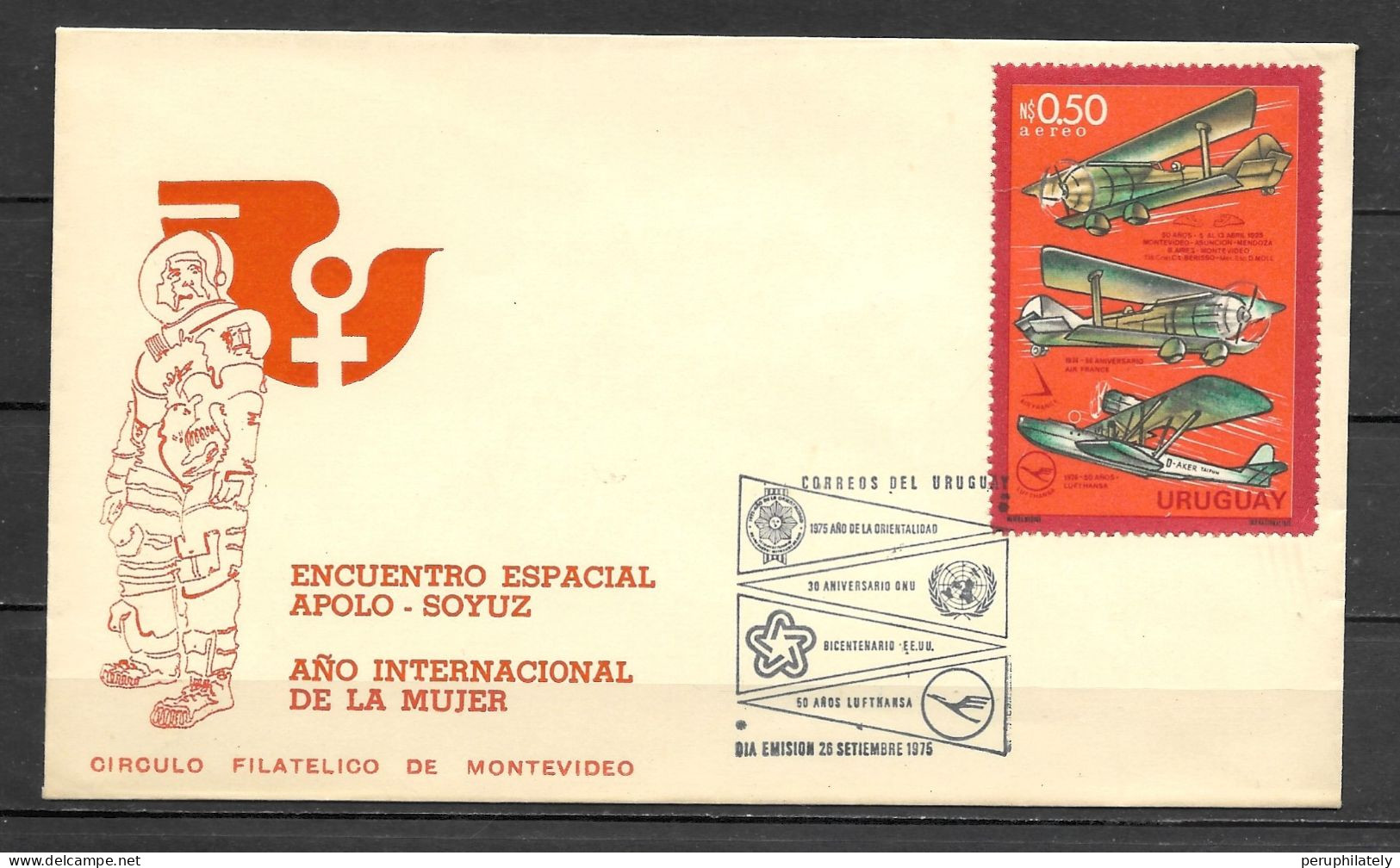 Uruguay FDC , Aviation , Apolo Soyuz Space Link - Altri (Aria)