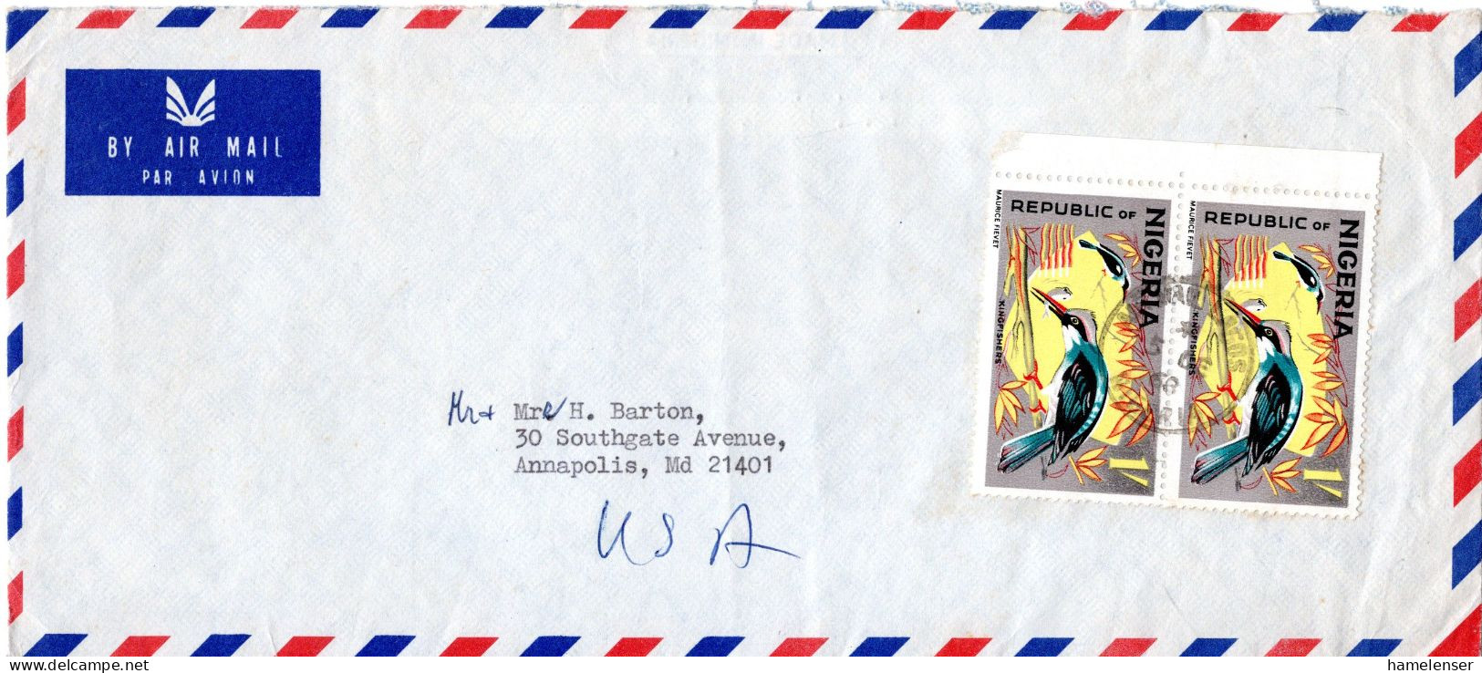 L73684 - Nigeria - 1963 - 2@1'- Eisvogel A LpBf LAGOS -> Annapolis, MD (USA) - Sonstige & Ohne Zuordnung
