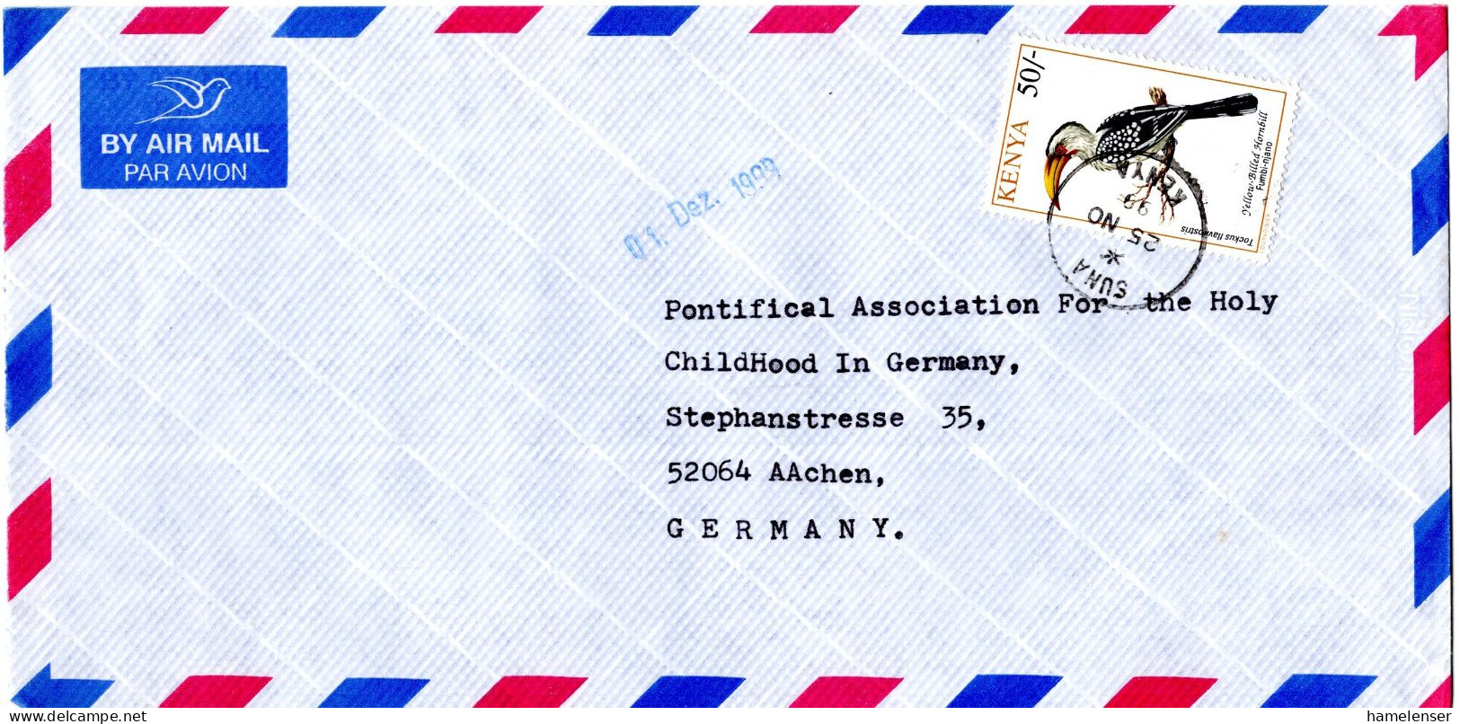 L73685 - Kenia - 1999 - 50'- Gelbschnabeltoko A LpBf SUNA -> Deutschland - Other & Unclassified