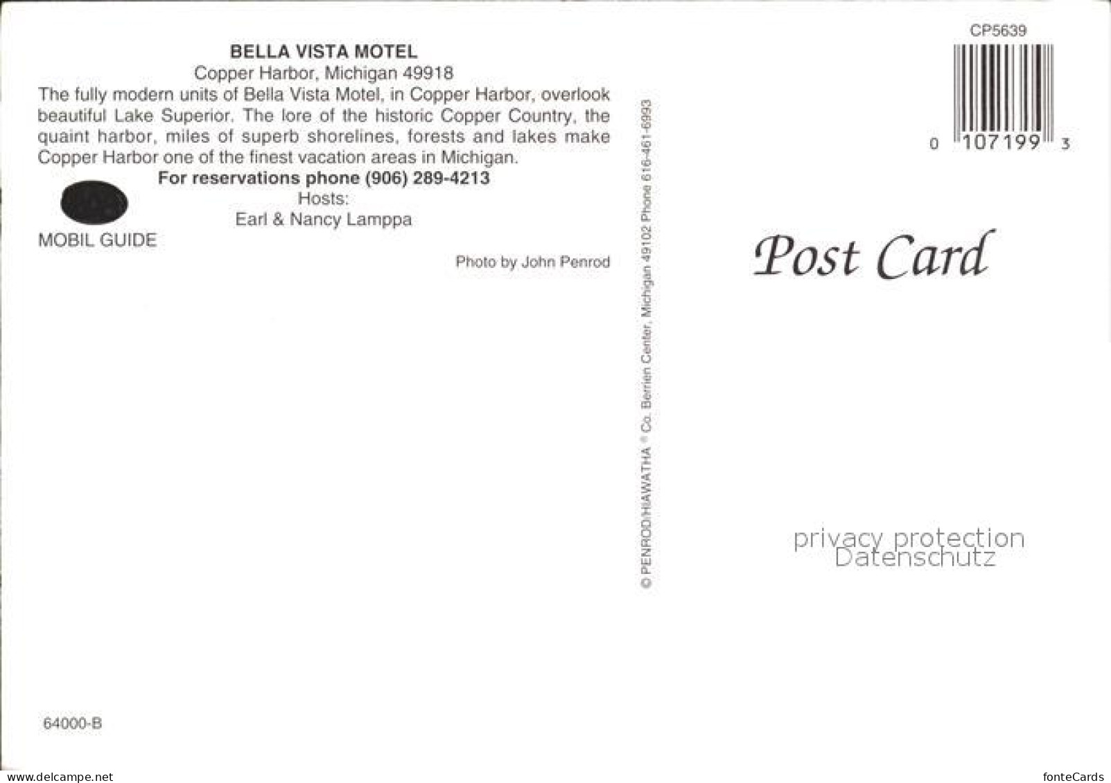 72124818 Michigan Bella Vista Motel Copper Harbor - Andere & Zonder Classificatie