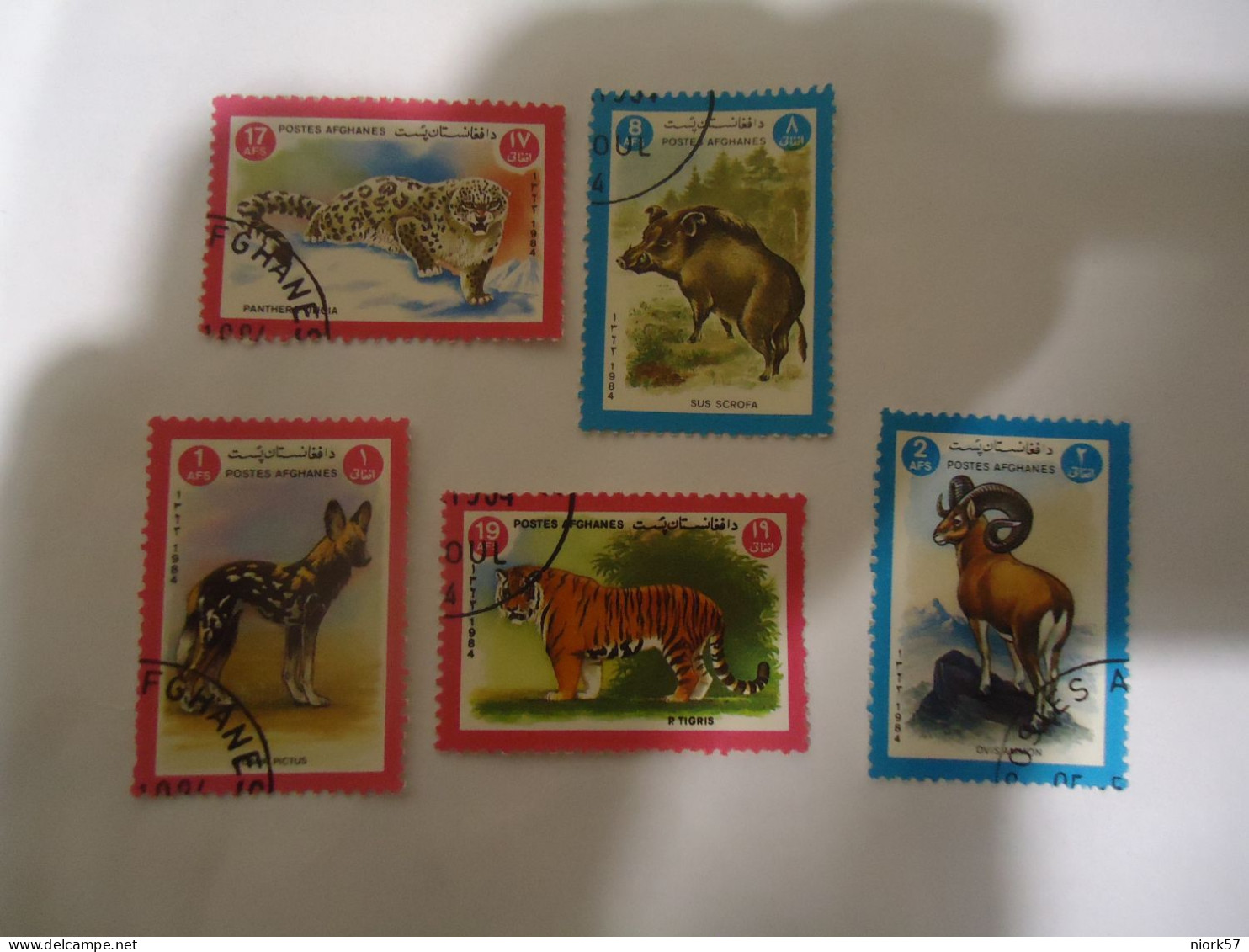 AFGHANISTAN USED 5  STAMPS ANIMALS  LIONS TIGER - Afghanistan