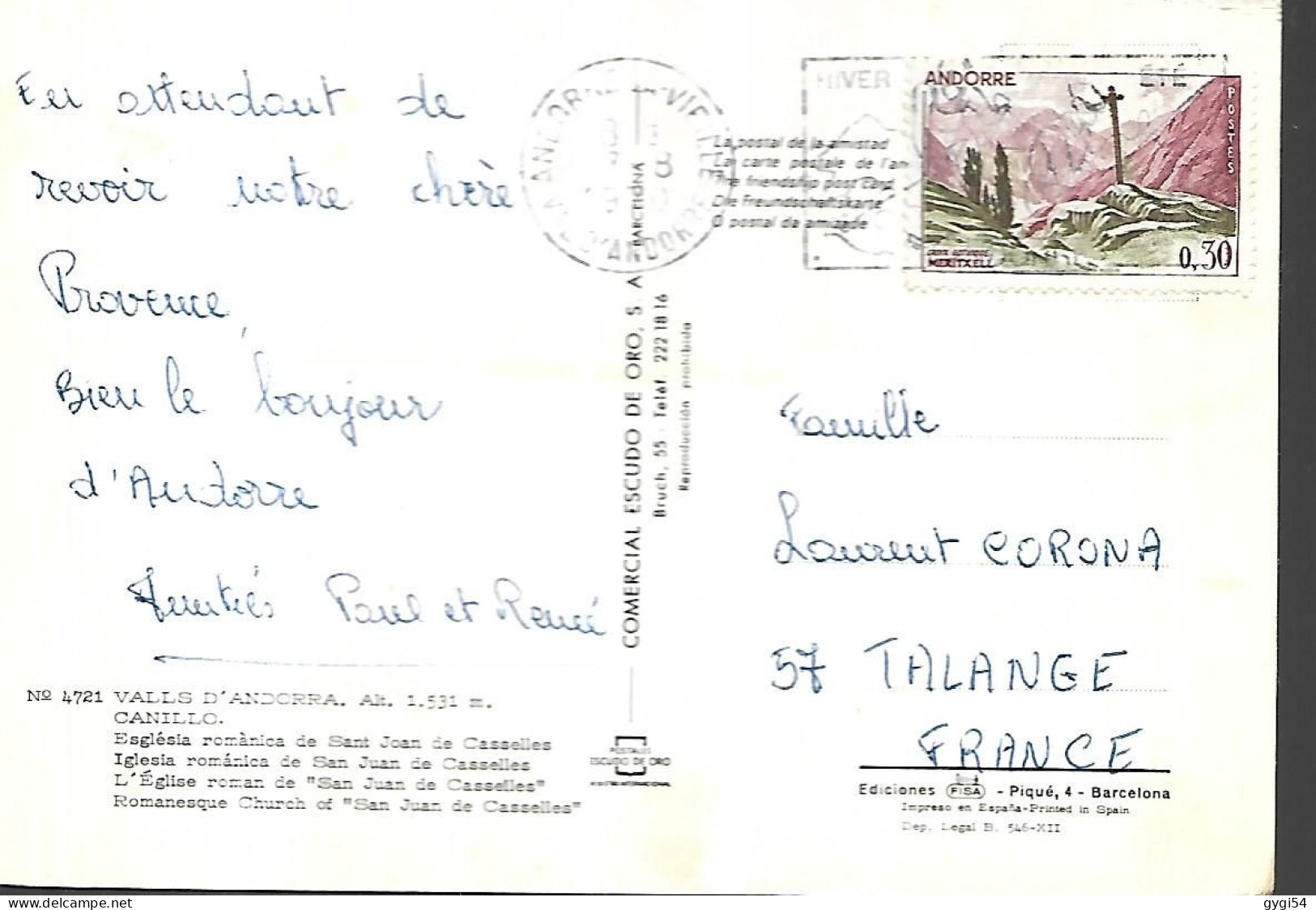 Andorre   Carte Maximum  Canillo Església Romanica  1970 - Lettres & Documents